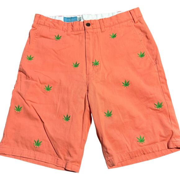 Castaway Cisco Shorts, Stretch Twill, Embroidered Pot On Orange, Men's Size 30 - Picture 2 of 7
